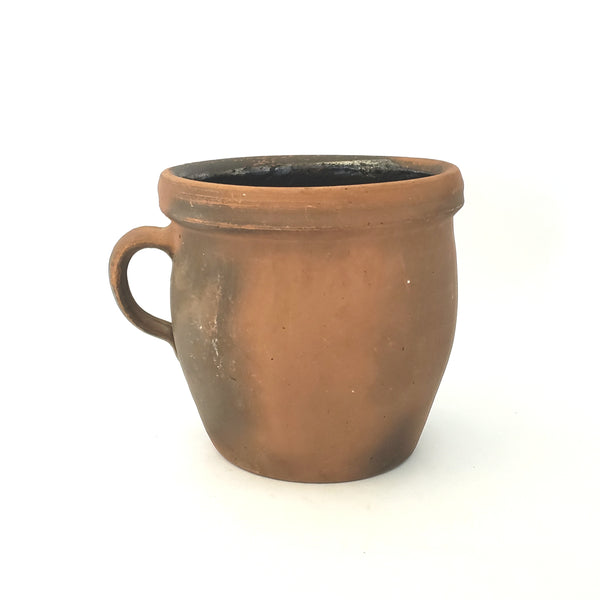 Antique Pennsylvania Redware Handled Jug With Interior Brown Glaze