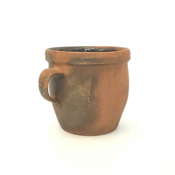 Antique Pennsylvania Redware Handled Jug With Interior Brown Glaze