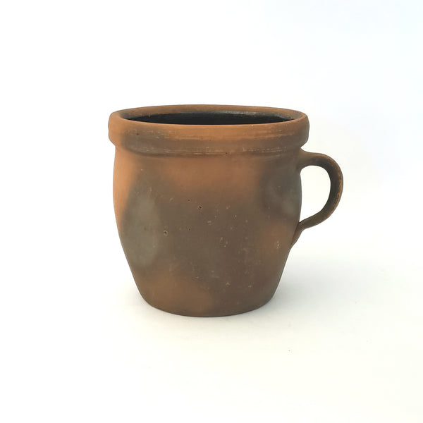 Antique Pennsylvania Redware Handled Jug With Interior Brown Glaze