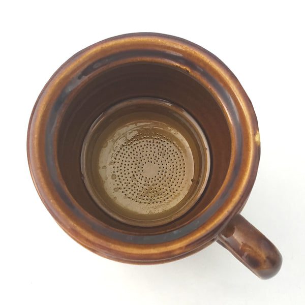 Vintage Brown Glazed Ceramic Double Tea Pot 4 Piece USA