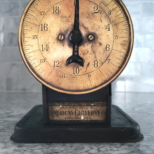 Antique Kitchen Scale with Original Brass Plaque by American Cutlery Co. Chicago, IL