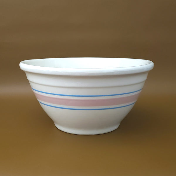 McCoy Mixing Bowl 10" Pink and Blue Bands Stone Craft USA