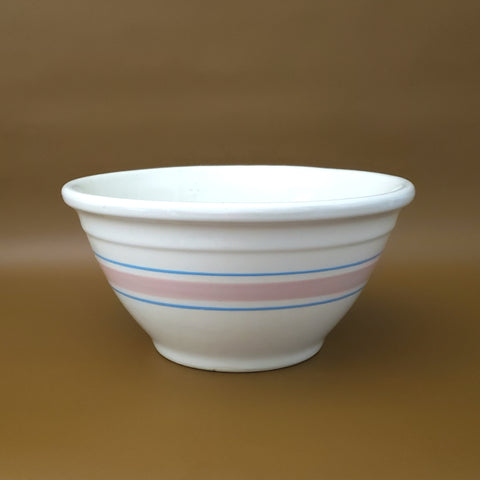 McCoy Mixing Bowl 10" Pink and Blue Bands Stone Craft USA