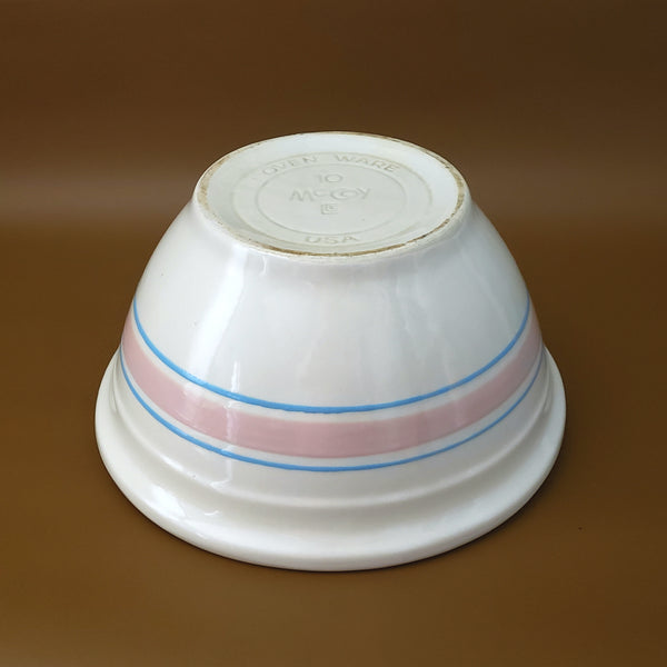 McCoy Mixing Bowl 10" Pink and Blue Bands Stone Craft USA