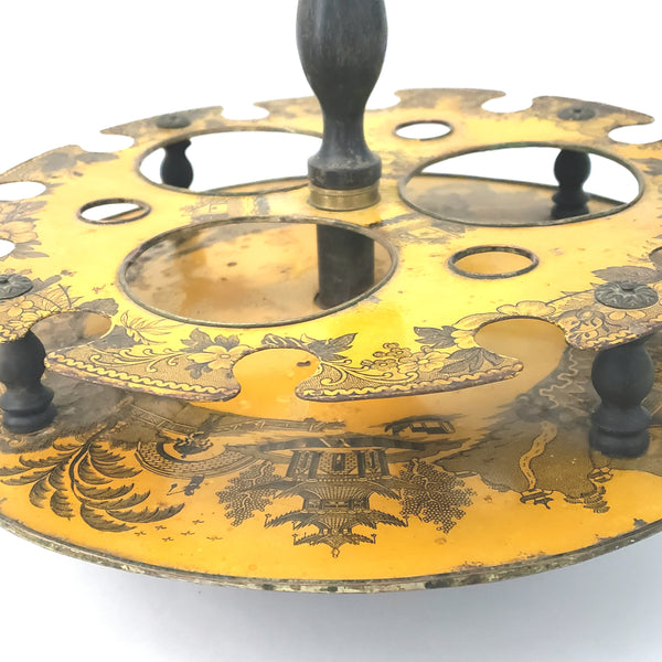 Chinoiserie Decorated Tin Rotating Stand