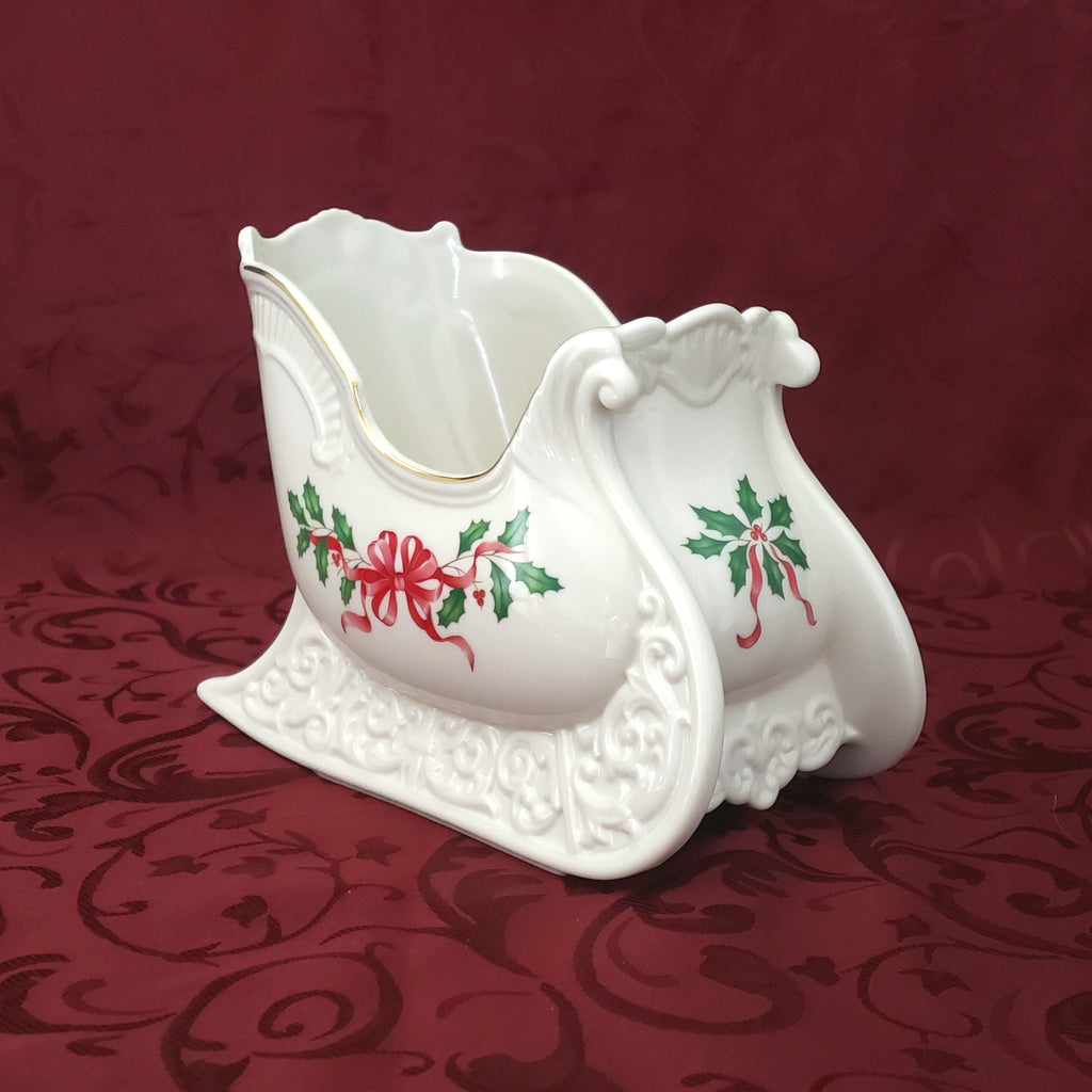 Christmas Holiday Sleigh Porcelain Centerpiece Bowl by Lenox
