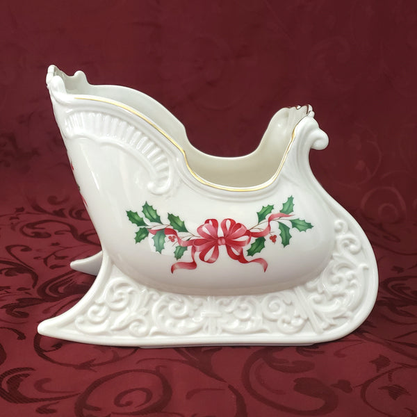 Christmas Holiday Sleigh Porcelain Centerpiece Bowl by Lenox