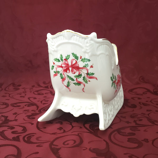 Christmas Holiday Sleigh Porcelain Centerpiece Bowl by Lenox