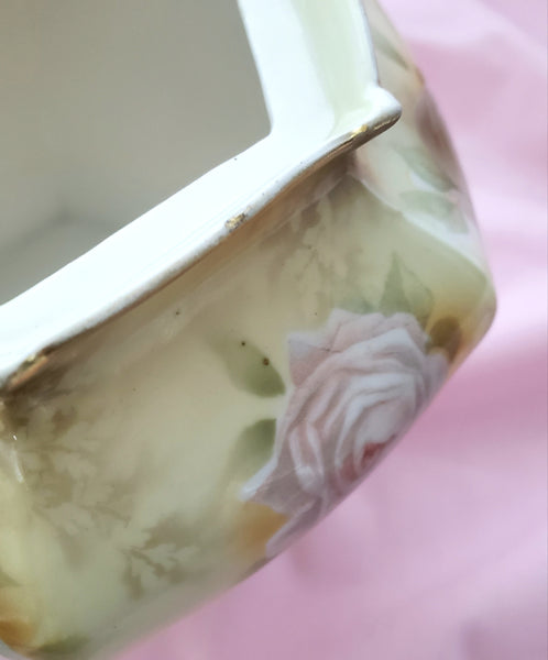 Antique RS Prussia Lidded Biscuit Jar with Roses