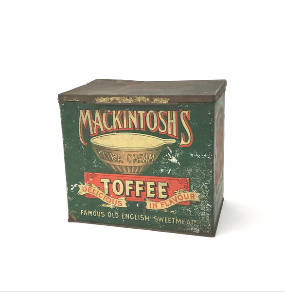 Antique John Mackintosh Toffee Tin Green and Red English Sweetmeat