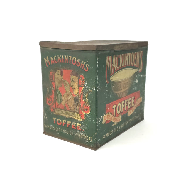Antique John Mackintosh Toffee Tin Green and Red - English Sweetmeat