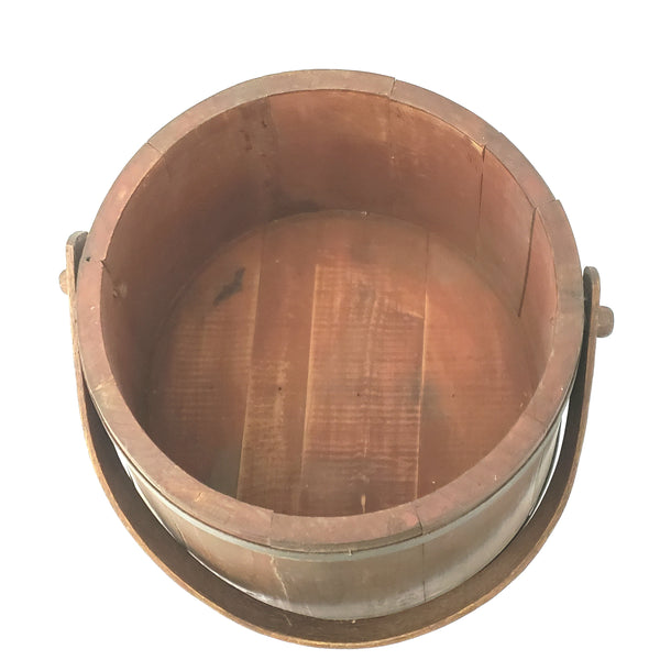Vintage Wooden Firkin Sugar Bucket with Lid 10 inch