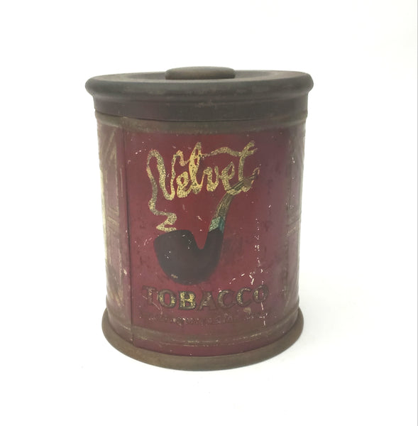 Antique Velvet Tobacco Can with Early Smoke Logo by Liggett & Myers