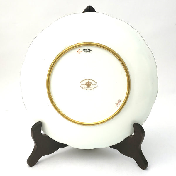 Signed Antique Hand-Painted Cauldon Porcelain Plate Mallard Ducks England for Tiffany
