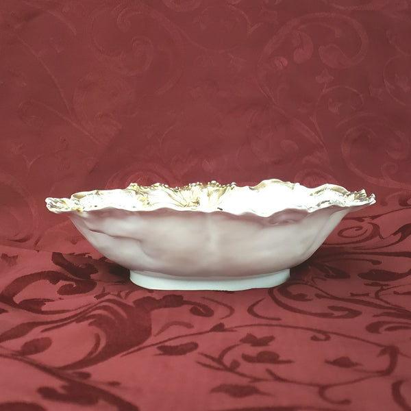 RS Prussia Porcelain Serving Bowl Roses Gold Gilt Raised Floral - Germany
