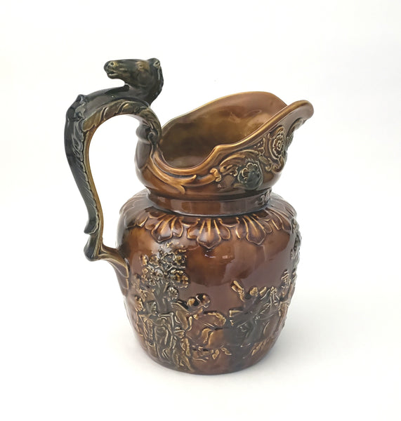 Antique English Pottery Pitcher Horse Riding Scene Horse Thumb Rest by ...