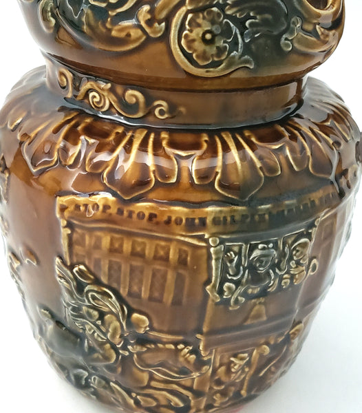 Antique English Pottery Pitcher Horse Riding Scene Horse Thumb Rest by Arthur Wood