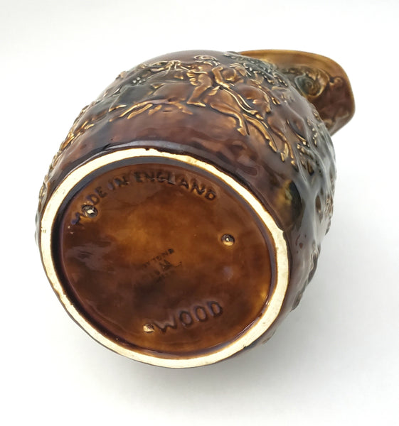 Antique English Pottery Pitcher Horse Riding Scene Horse Thumb Rest by Arthur Wood