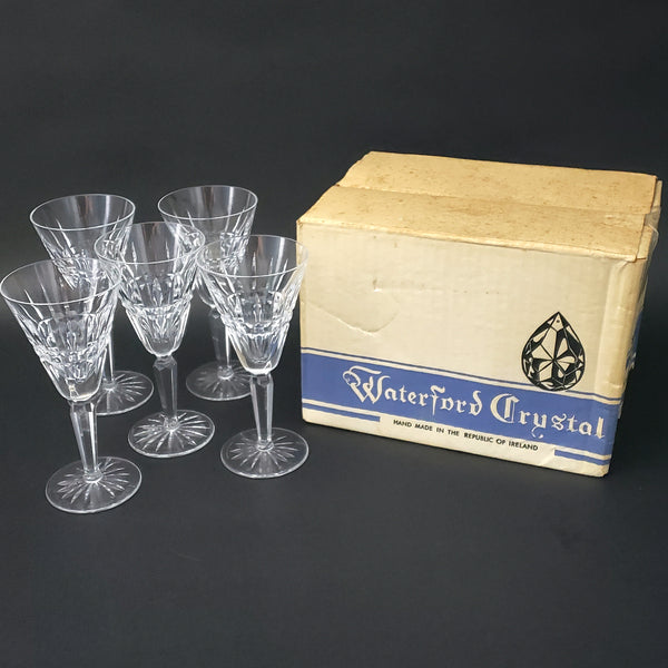 Waterford Crystal "Glenmore" Pattern Sherry Glass Set of 5 in Original Box