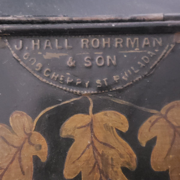 Antique Tole Painted Tin Canister J Hall Rohrman & Son Philadelphia PA 19th Century
