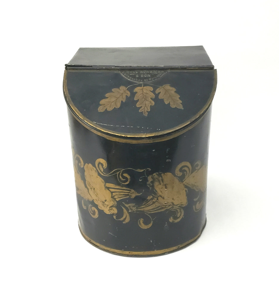 Antique Japanned Toleware Tin Canister J Hall Rohrman & Son Philadelphia PA 