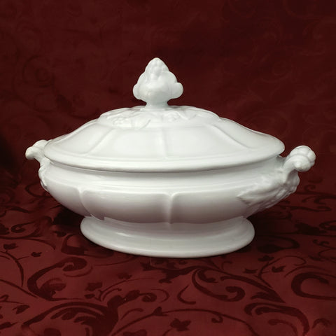 Antique English White Ironstone Oval Covered Vegetable Tureen by Jacob Furnival