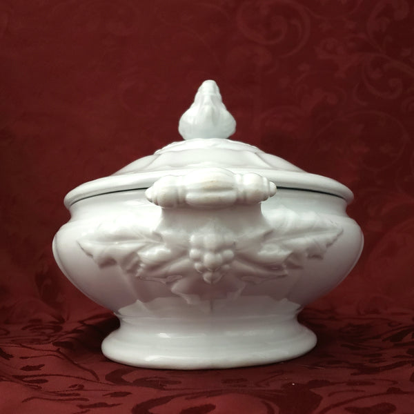 Antique English White Ironstone Oval Covered Vegetable Tureen by Jacob Furnival