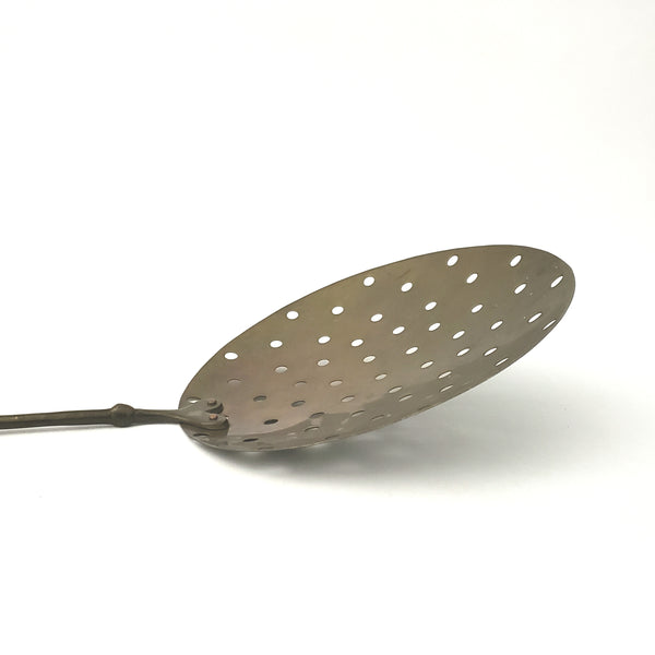 Vintage Brass Long Handled Skimmer 20" Long Kitchen or Hearth Wall Accent