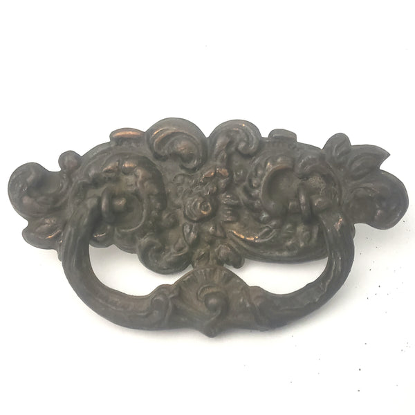 Antique Drawer Pulls Pressed Tin and Metal Matching Set of 5 - Architectural Salvage