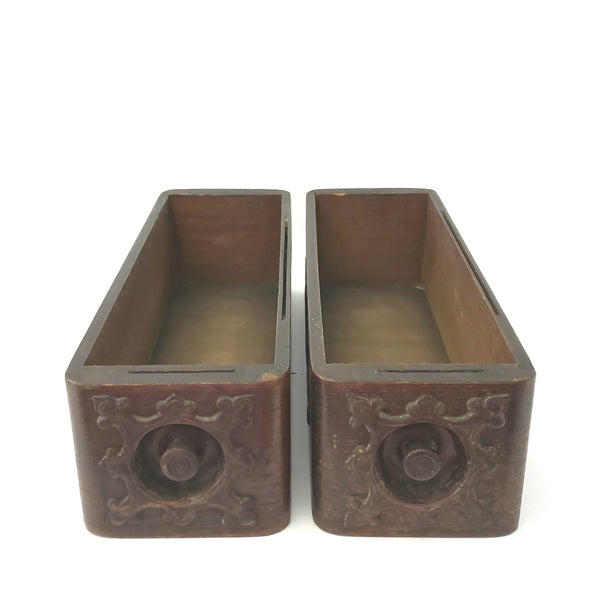 Antique Wooden Oak Singer Sewing Drawers, Set of 2