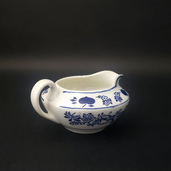 Antique German Porcelain Sugar Bowl and Creamer Blue and White