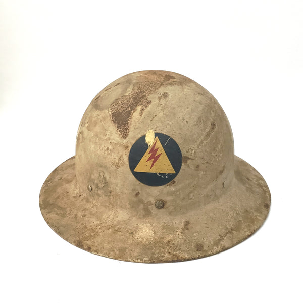 Original WWII Civilian Defense Messenger Steel Helmet and Arm Band  Signed ~1940's