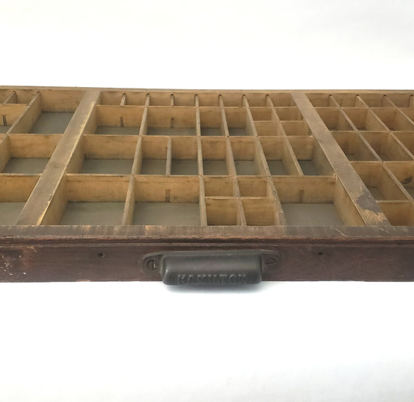 Antique Wooden Hamilton Letterpress Printer Tray, Cabinet Drawer