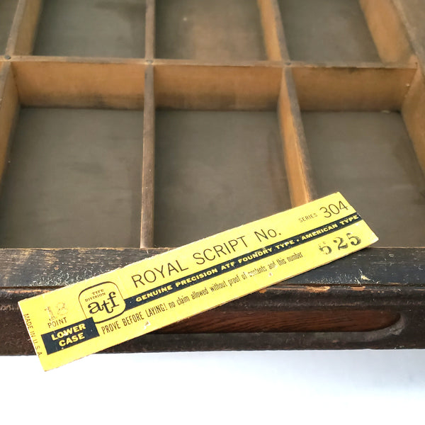 Antique Hamilton Wooden Letterpress Printer Tray, Cabinet Drawer