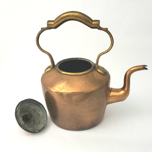 Antique Copper Tea Kettle with Gooseneck Spout 12 inches ~ 4 Pounds