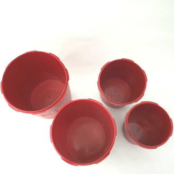 Vintage Red Tupperware Nesting Canister Set Tulip Quilt with Lids Servalier Line