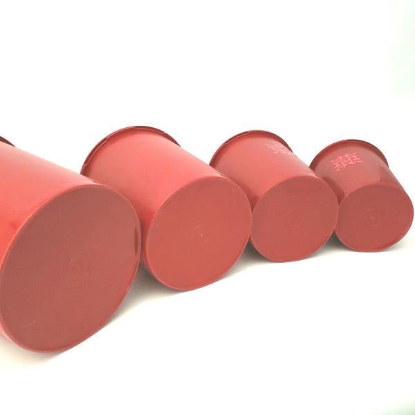 Vintage Red Tupperware Nesting Canister Set Tulip Quilt with Lids Servalier Line