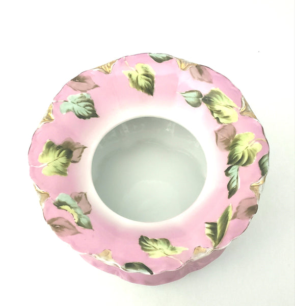 Antique Porcelain Pink and White Decorated Ladies Spittoon Cuspidor ~ Germany