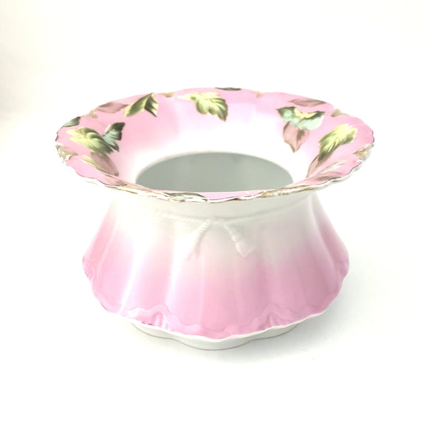 Antique Porcelain Pink and White Decorated Ladies Spittoon Cuspidor ~ Germany