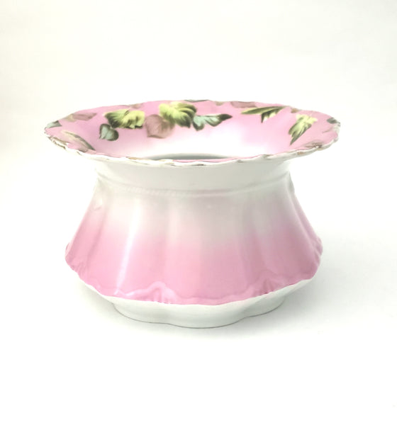 Antique Porcelain Pink and White Decorated Ladies Spittoon Cuspidor ~ Germany