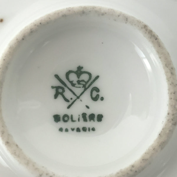Antique Hand Painted Porcelain Candle Holder RC Moliere Bavaria Germany Artist Signed