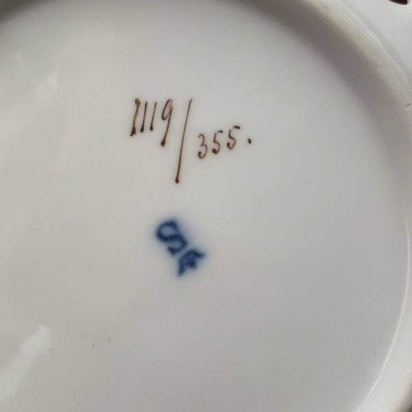 Antique Cabinet Dish with Pierced Rim and Roses - Germany
