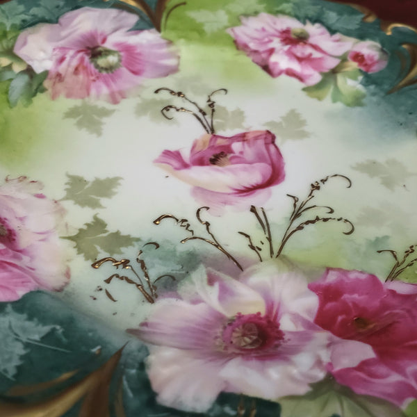 Antique RS Prussia Porcelain Cabinet Plate Roses 8 3/4" Early 1900's
