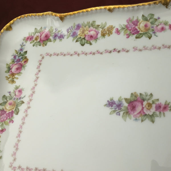 Antique Limoges Porcelain Rectangular Platter Roses Elite Works France
