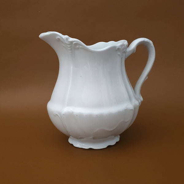 Antique English White Ironstone 6 1/2" Water Pitcher by J & G Meakin 