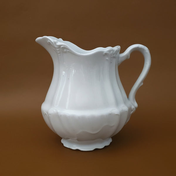 Antique English White Ironstone 6 1/2" Water Pitcher by J & G Meakin England