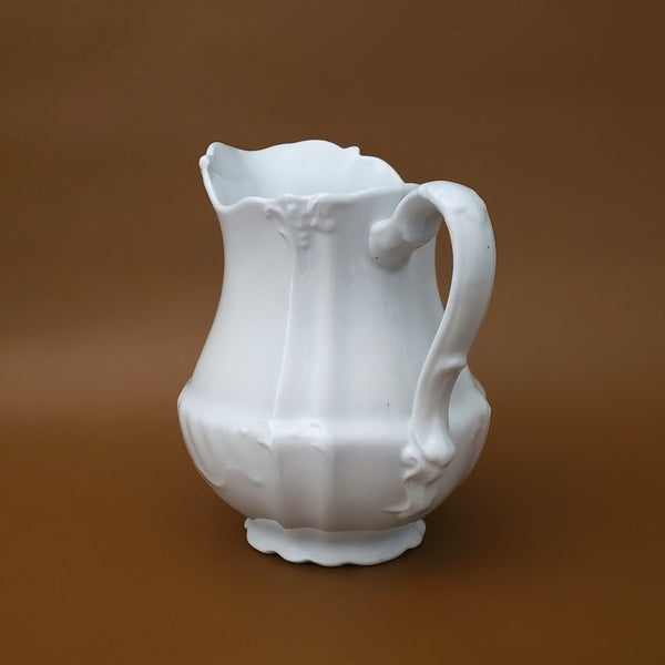 Antique English White Ironstone 6 1/2" Water Pitcher by J & G Meakin England