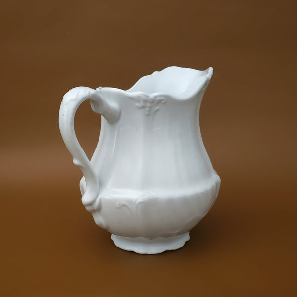 Antique English White Ironstone 6 1/2" Water Pitcher by J & G Meakin England