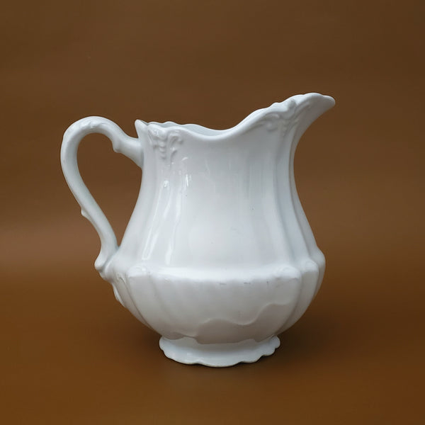 Antique English White Ironstone 6 1/2" Water Pitcher by J & G Meakin England
