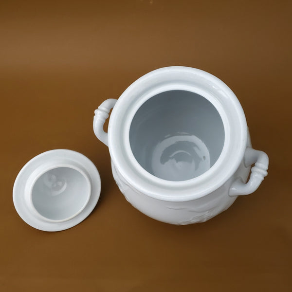 Antique English White Ironstone Covered Sugar Bowl by H. Burgess England